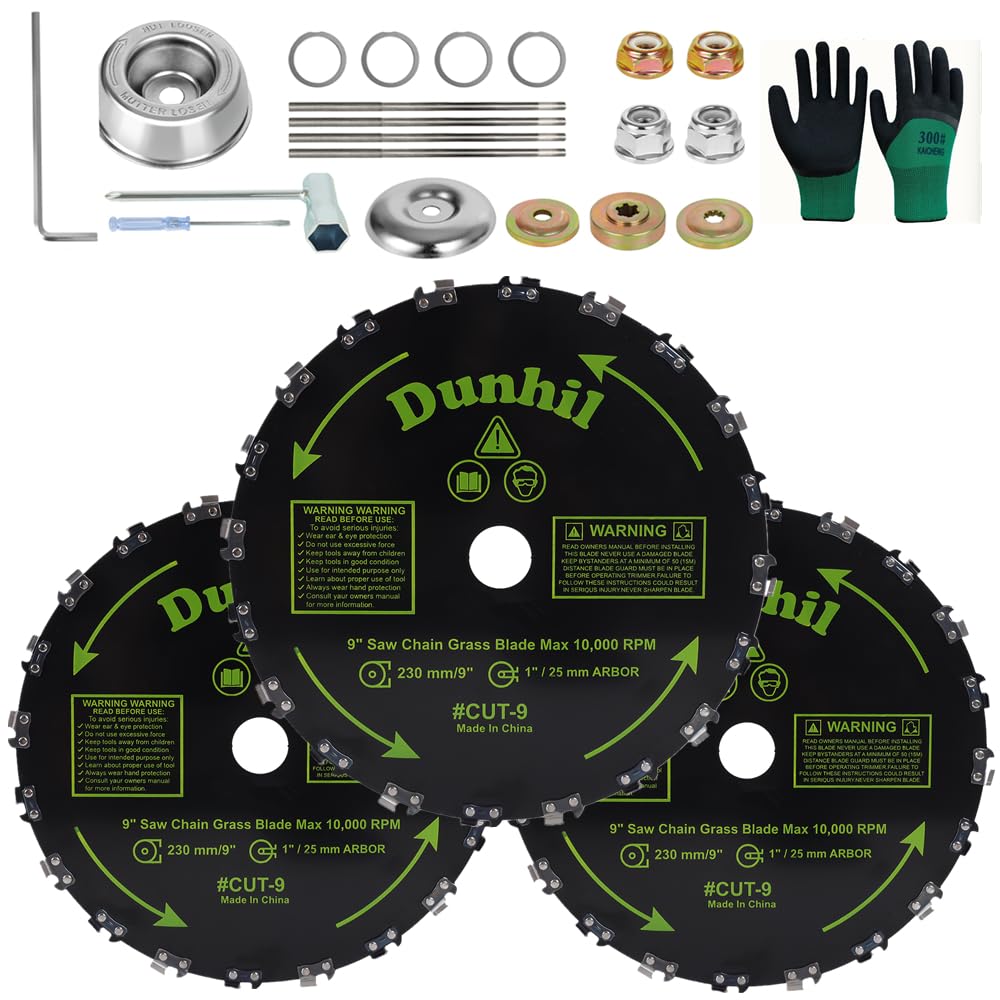3 Pack 9in Chainsaw Tooth Brush Blades for Weed Eater Kit