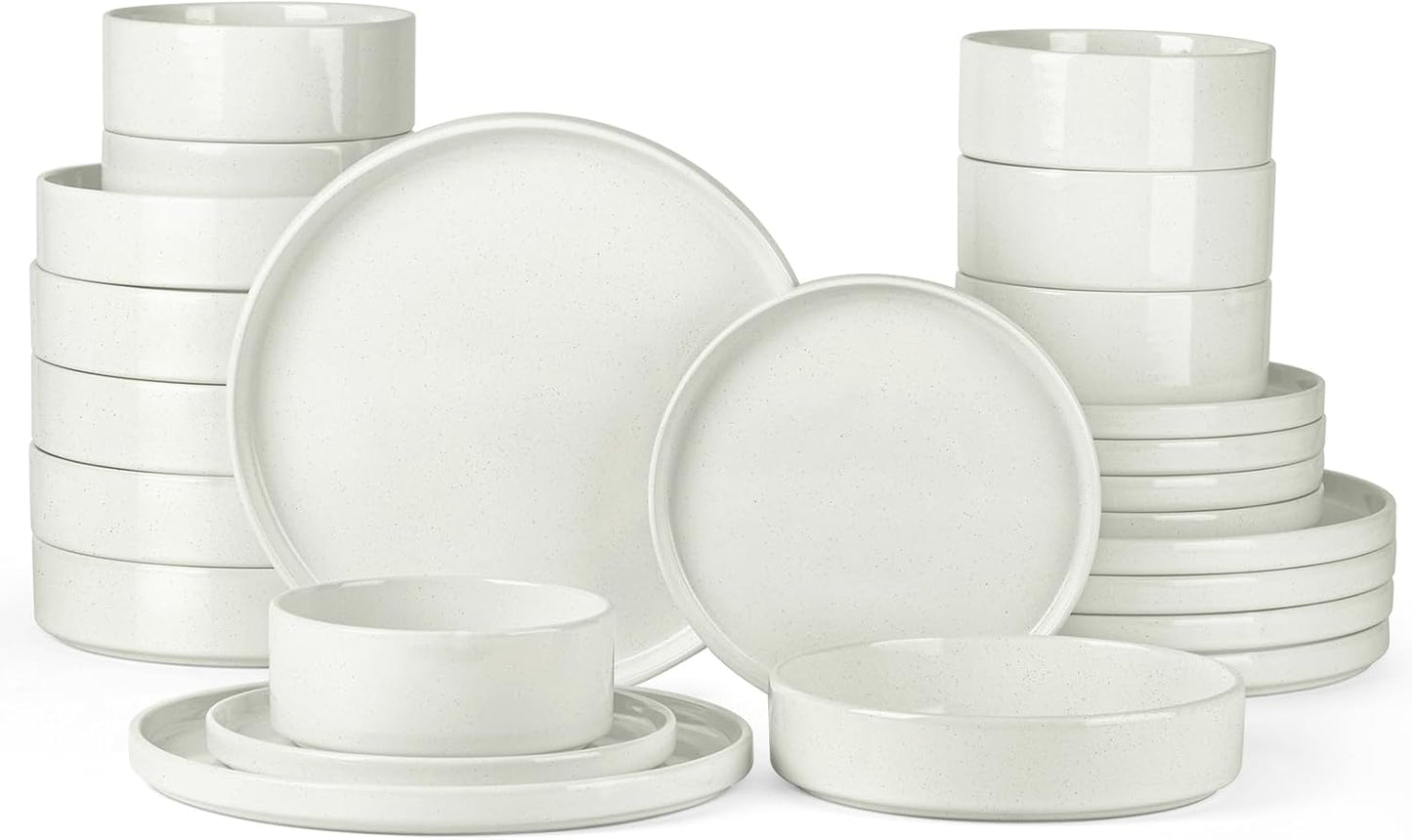 Onader 24 Piece Dinnerware Set with Pasta Bowls for 6 People