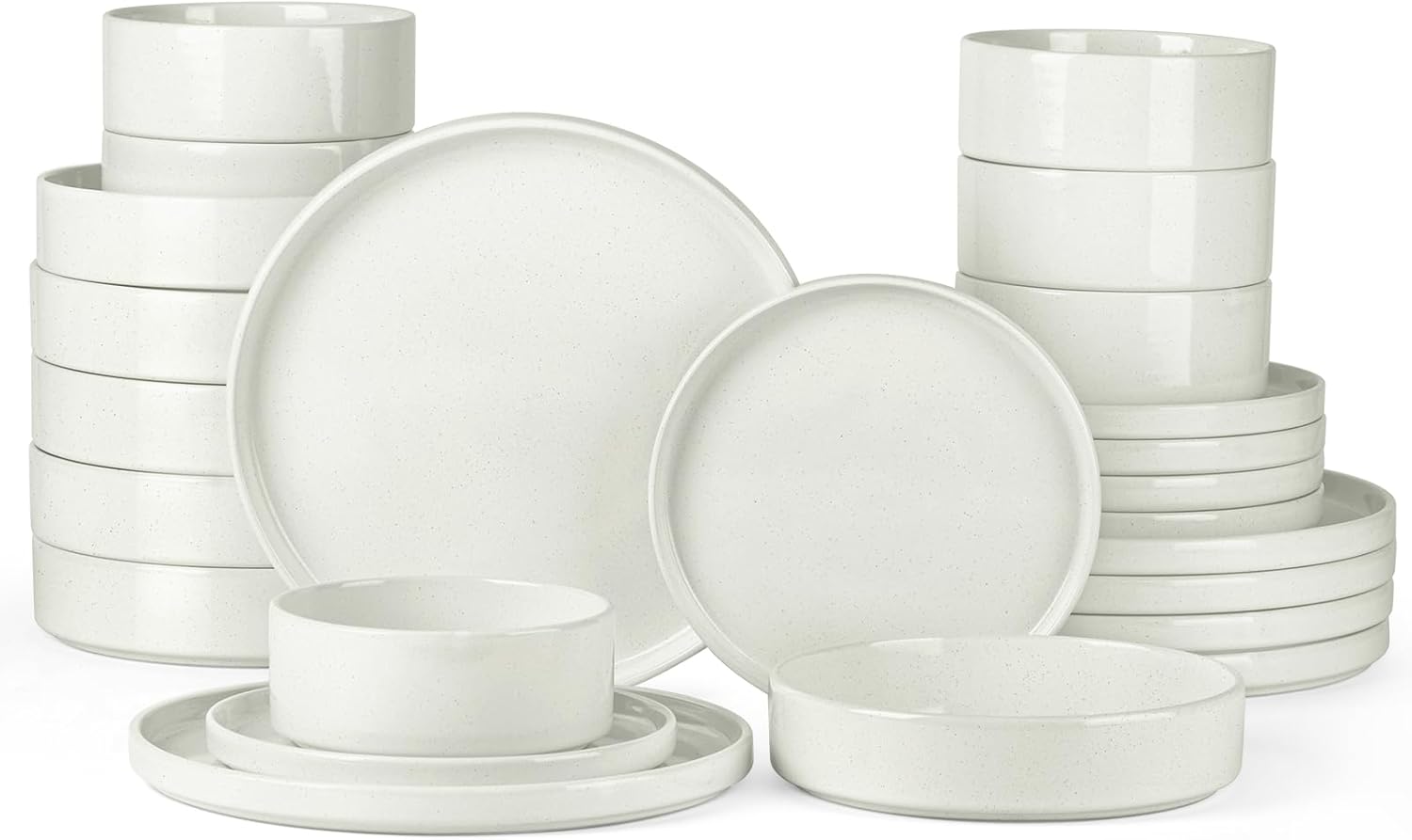 Onader 24 Piece Dinnerware Set with Pasta Bowls for 6 People