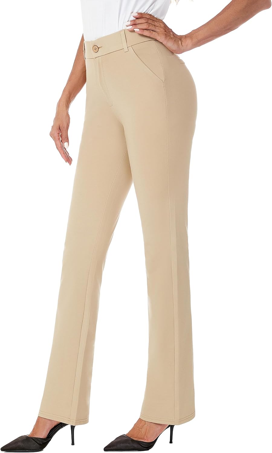 iChosy Women's Comfort Barely Bootcut Stretch Dress Pants