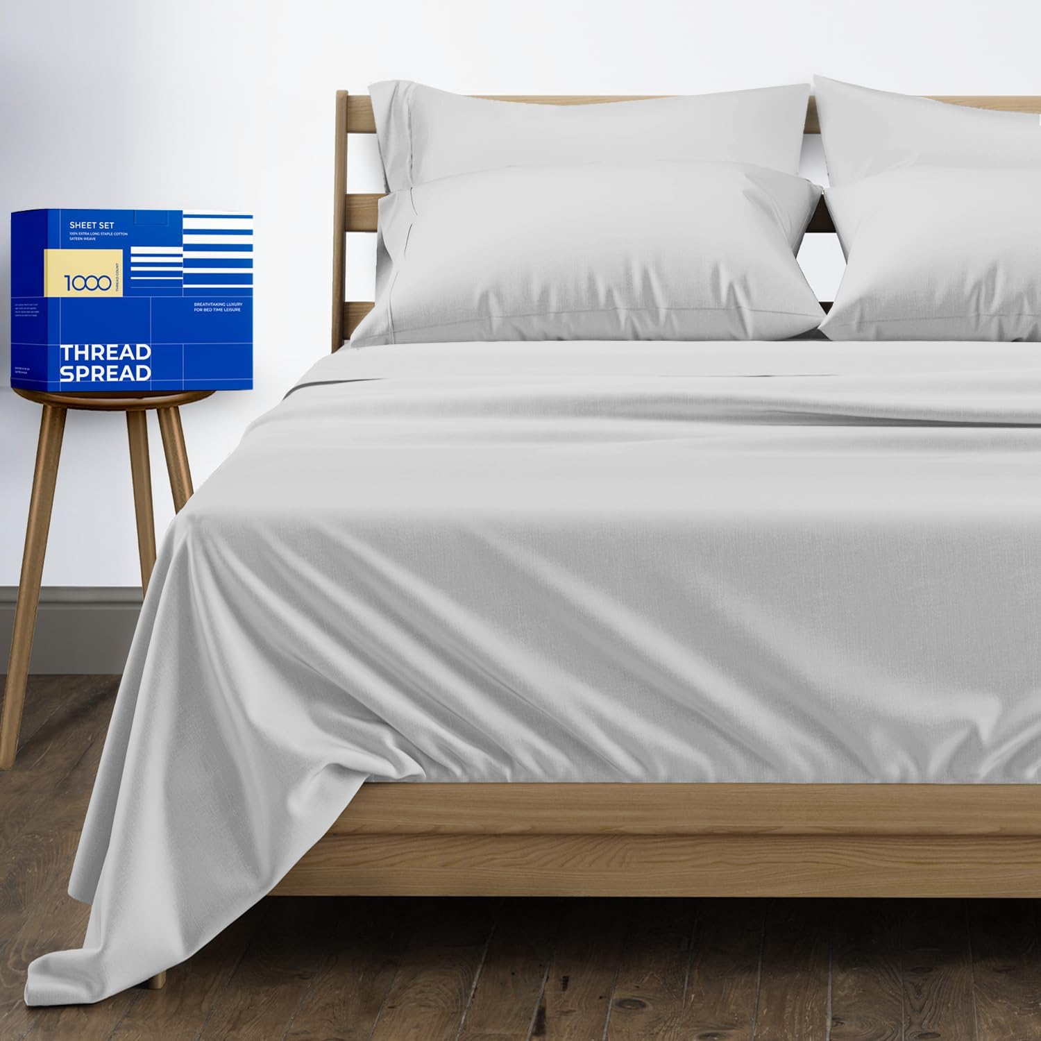 Luxurious 100% Egyptian Cotton Sheets Set Queen - Silver
