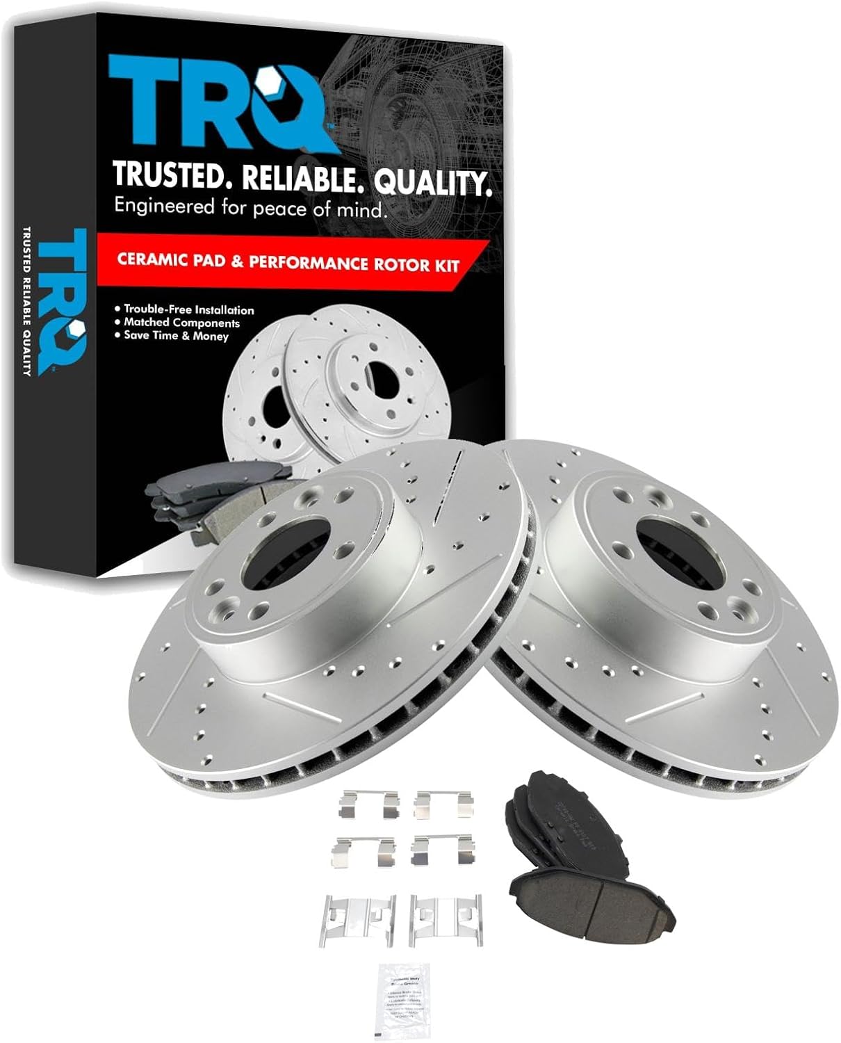 TRQ Front Performance Brake Pad & Rotor Kit for Ford Vehicles