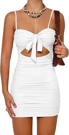 BORIFLORS Women's Sexy Bodycon Cut Out Mini Club Party Dress