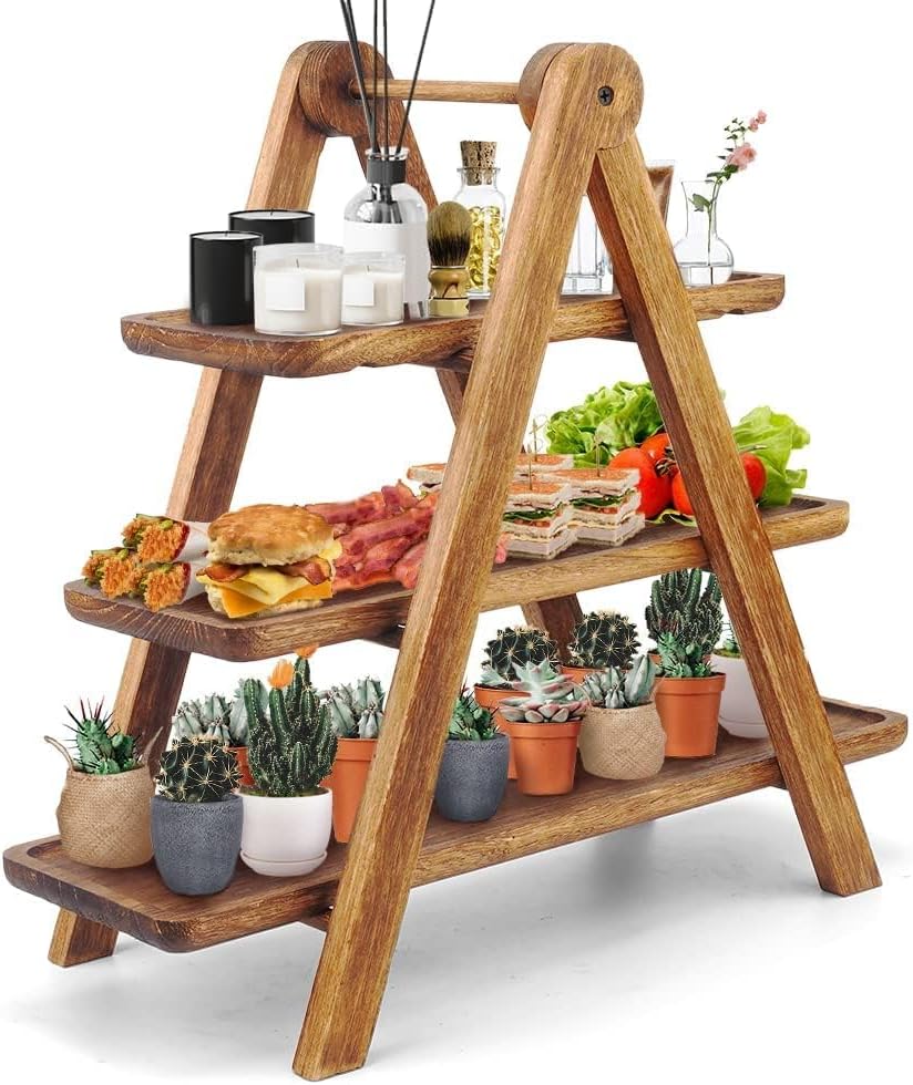 Manspdier Wood 3 Tier Serving Tray for Elegant Entertaining