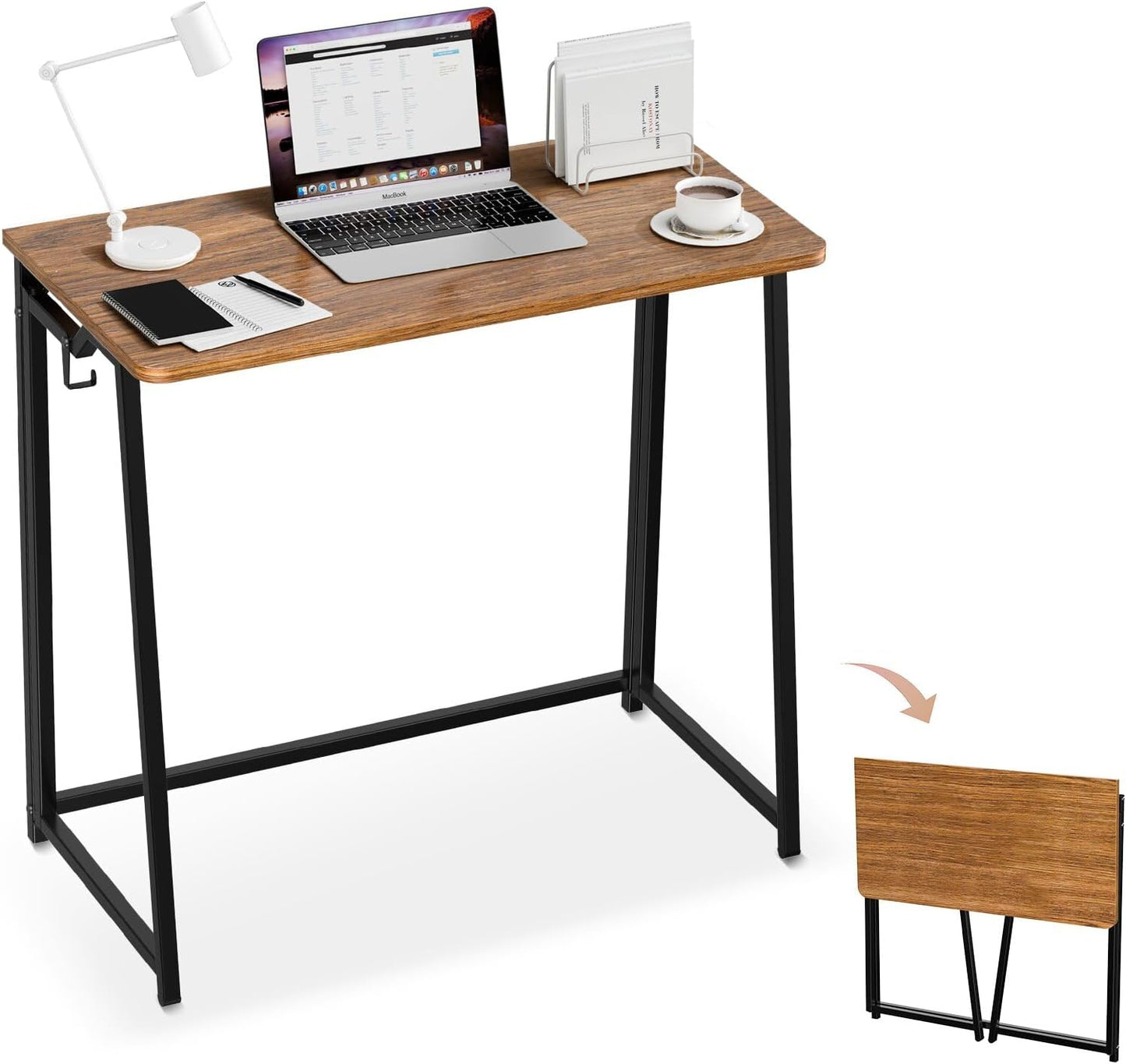 Folding Desk Small Foldable Desk for Small Space - Rustic Style