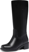 Women's Knee High Square Toe Chunky Block Heel Boots - Comfortable