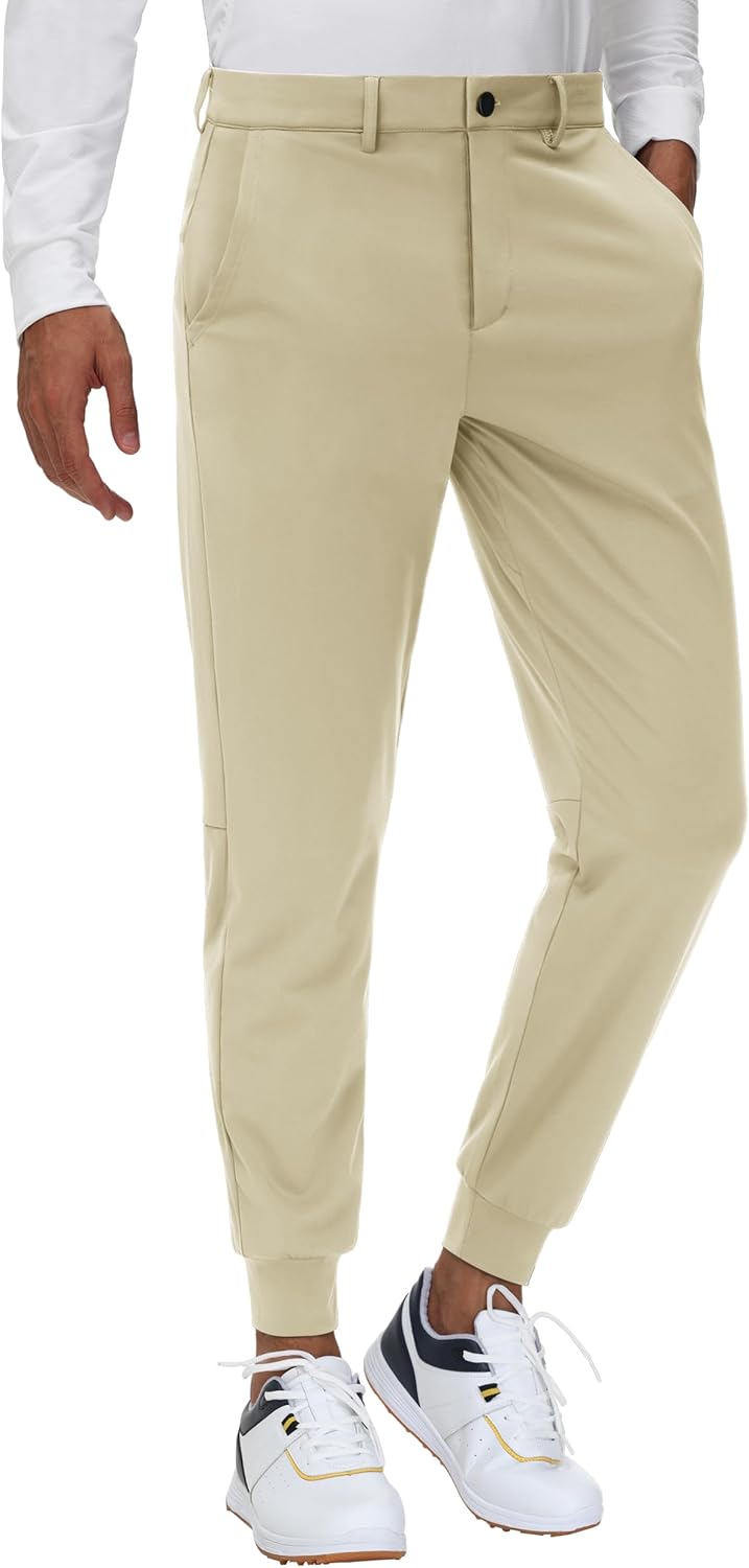 JWM Men's Stretch Golf Joggers with Belt Loops for Comfort