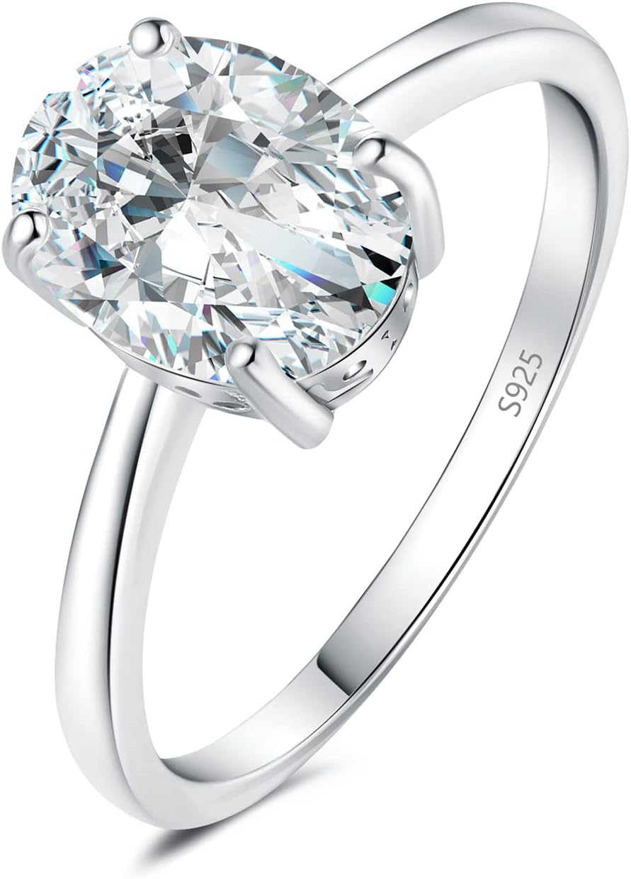 Moissanite Solitaire Engagement Ring for Women in Sterling Silver
