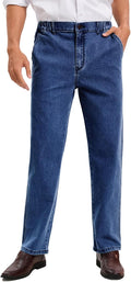 voeeron Mens Elastic Waist Jeans Relaxed Fit (Style G1Z7)