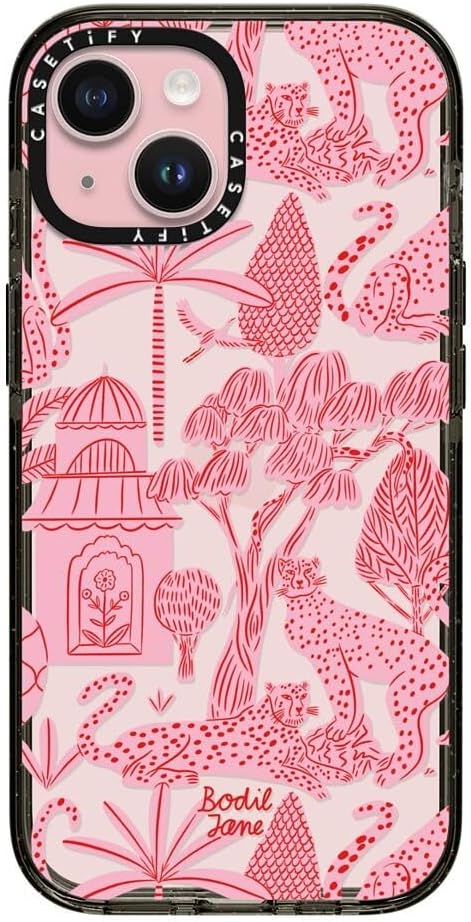 CASETiFY Impact iPhone 15 Case with Cheetah Paradise Pink Design