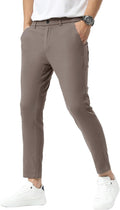 Plaid&Plain Men's Slim Fit Khaki Pants Stretch Cropped Chino - Modern