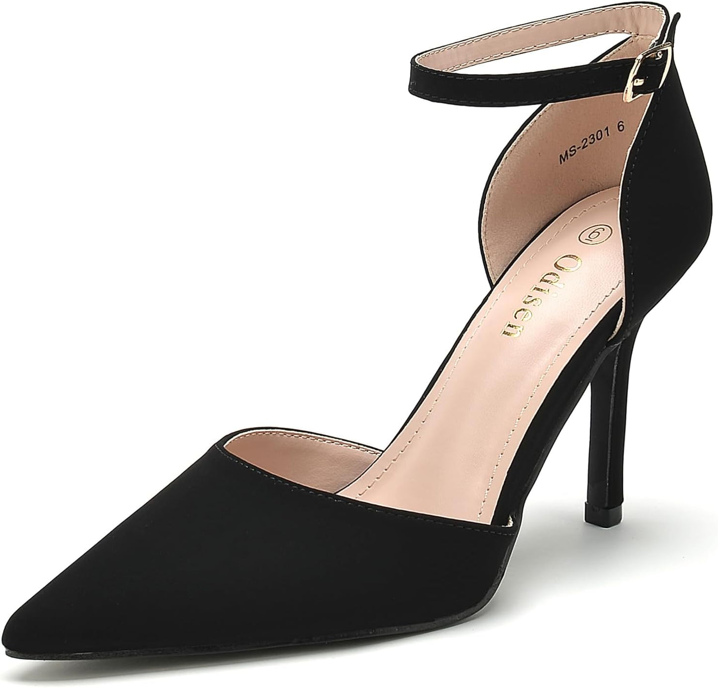 Odisen Women's 3.5 in High Heels Closed Toe Ankle Strap Shoes