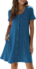 Women's Summer Casual T Shirt Swing Dress with Pockets - Breathable