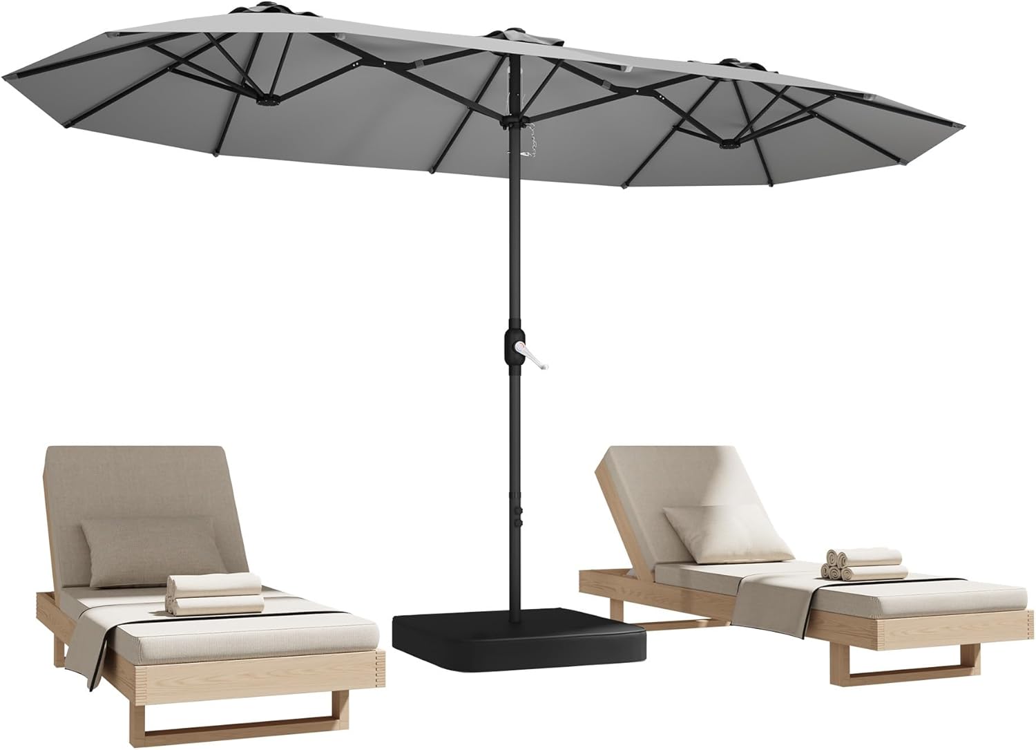 15ft Double-Sided Patio Umbrella for Poolside and Garden