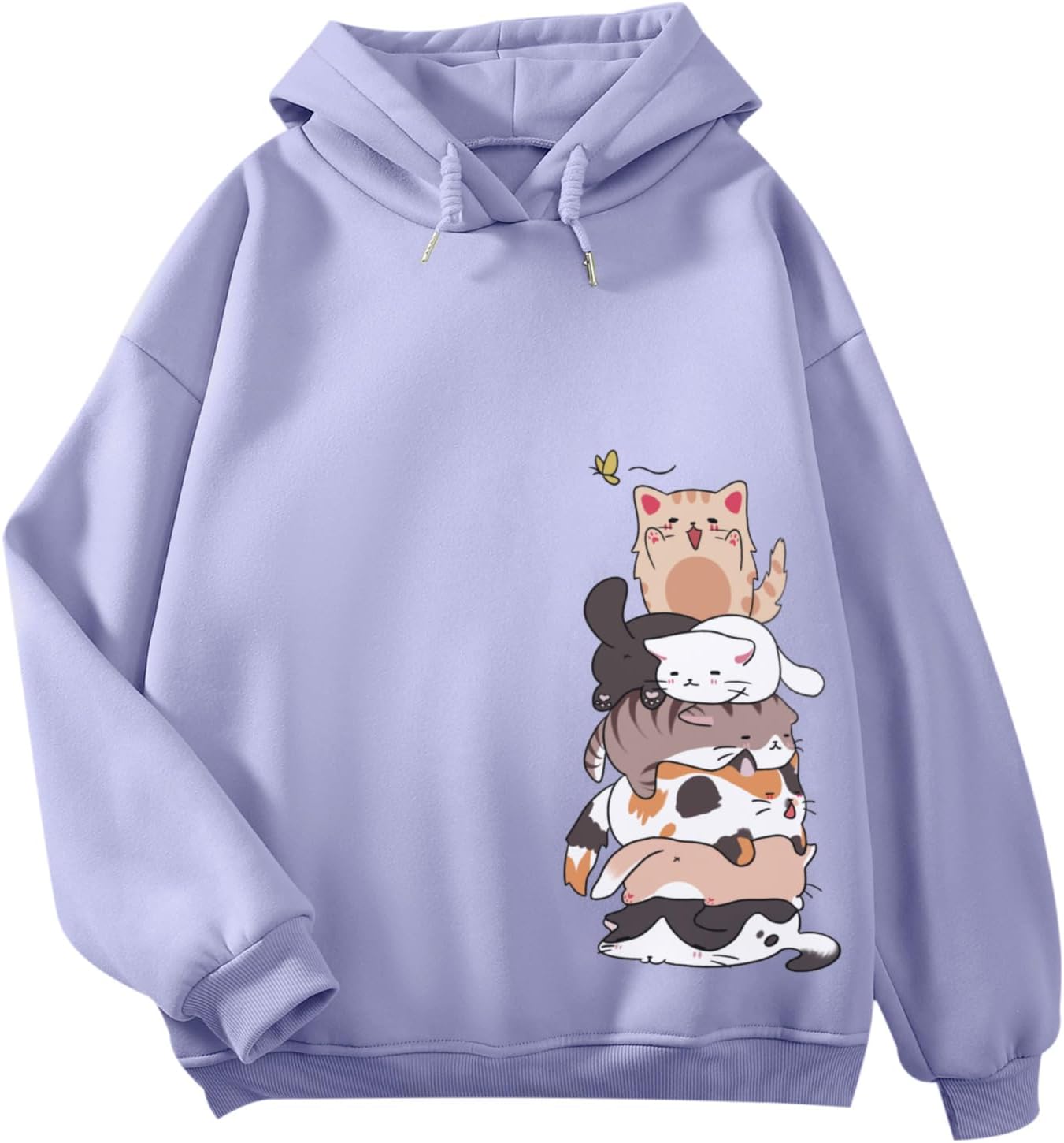 Cute Cat Graphic Hoodies for Teen Girls - Kawaii Style Sweatshirt