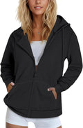 Womens Zip Up Hoodies Lightweight Fleece Lined Sweatshirt