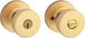 Kwikset Pismo Entry Door Knob with Lock - Satin Brass
