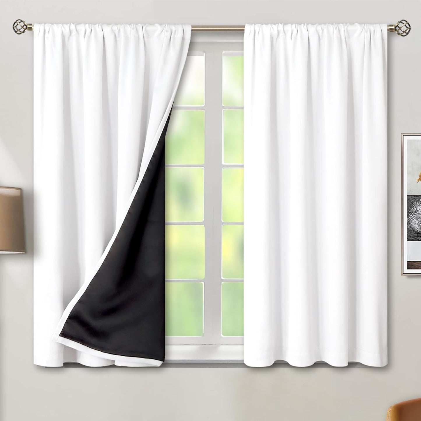 Short Blackout Curtains for Small Windows - 54 Inch Length Set