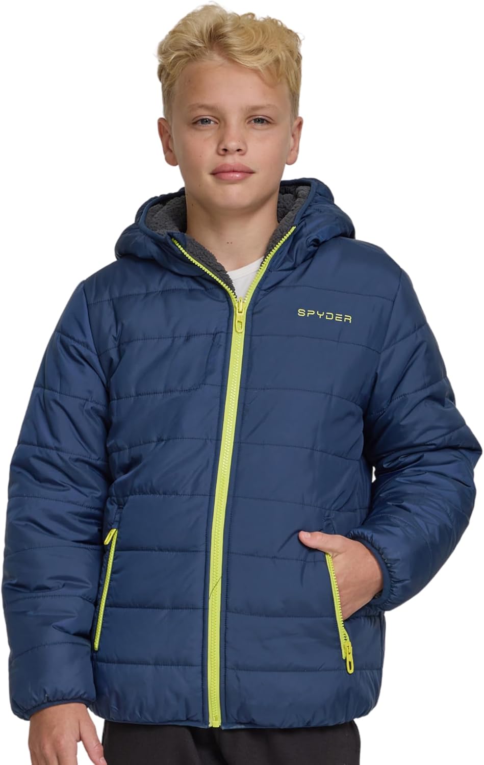 Spyder Reversible Boys Puffer Jacket for Winter Adventures