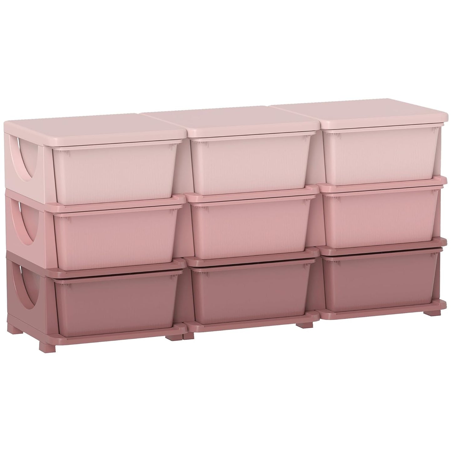 Qaba 3 Tier Kids Storage Unit with 9 Drawer Chest Organizer