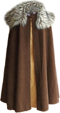 Mens Medieval Viking Cloak Fur Cape Cosplay Costume - Warm, Detachable