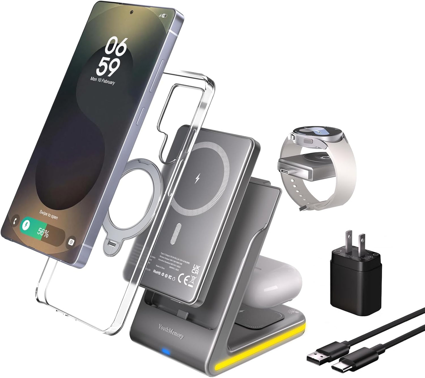 5 in 1 Wireless Charger Station for Samsung and Apple Devices