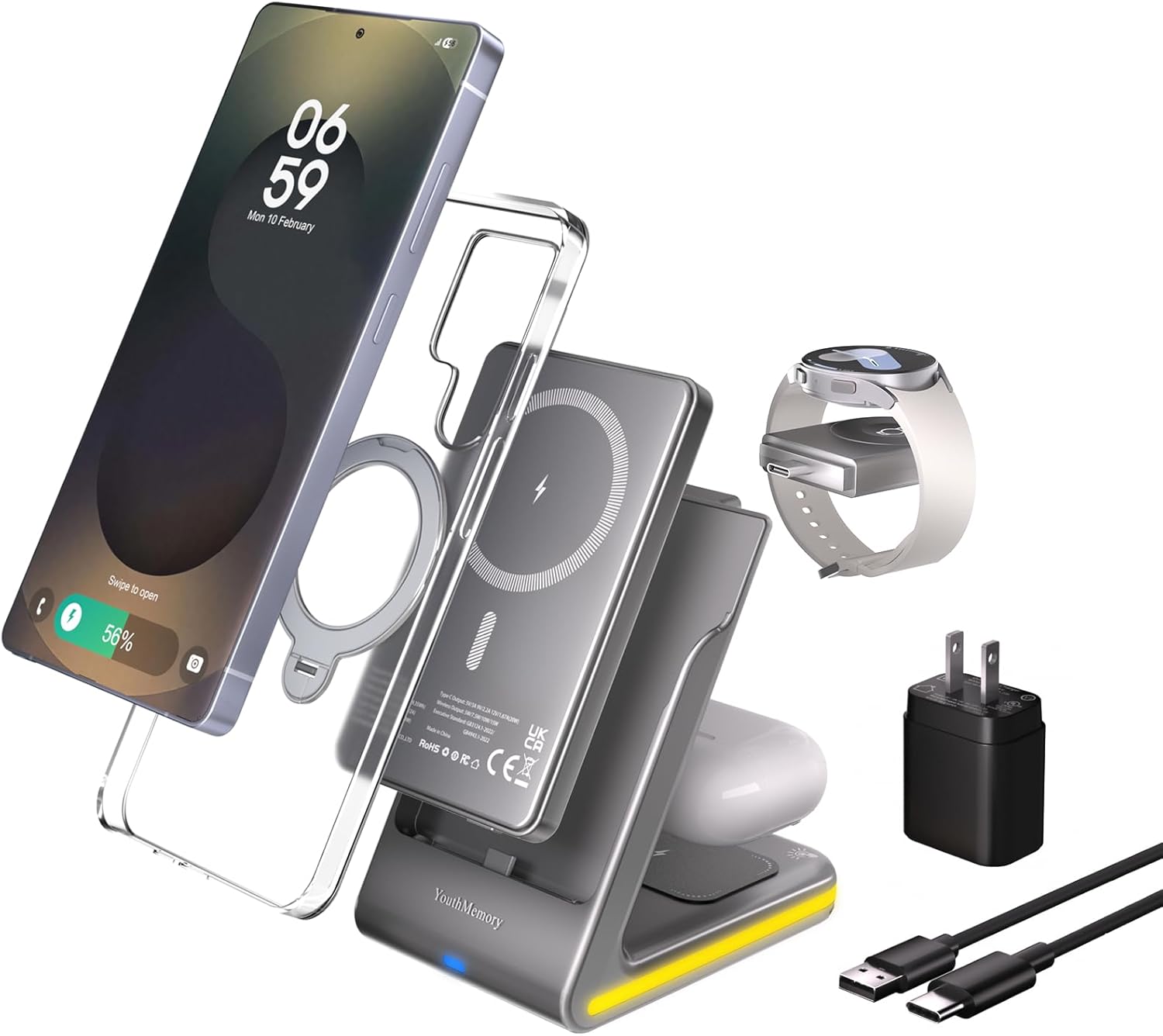 5 in 1 Wireless Charger Station for Samsung and Apple Devices