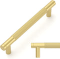 Amerdeco Brushed Gold Cabinet Pulls 6.3 in Hole Center - 10 Pack