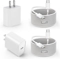 Apple Charger Fast Charging 20W PD 2 Pack - Long 10ft Cables