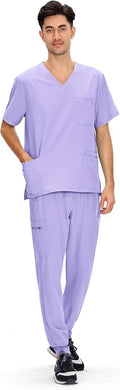 COZYFIT Scrubs for Men V-Neck Top & Jogger Pants - 11 Pockets our