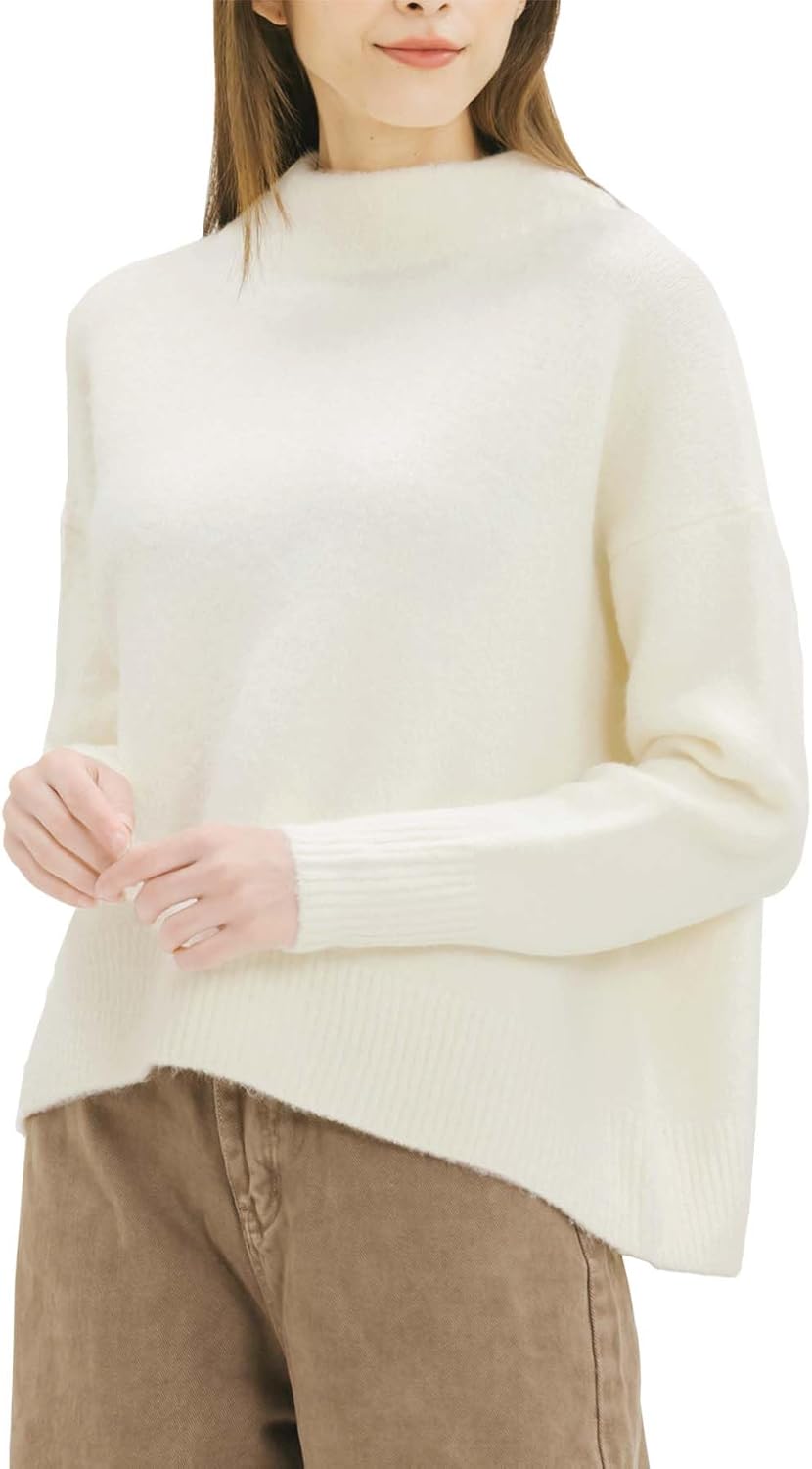 Cozy Mock Neck Sweater for Women - Oversized Slouchy Style