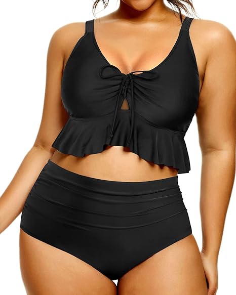 Daci Women Plus Size Two Piece Swimsuits High Waisted Bikini Set