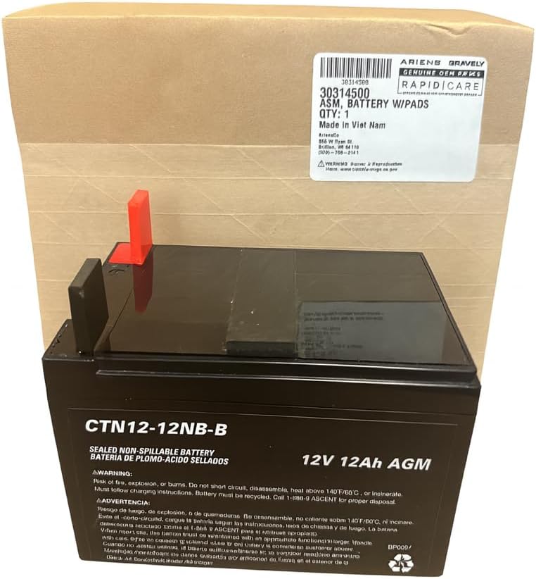 Ariens Gravely 12V 12A 190CCA Battery for Snow Blowers
