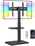 Floor TV Stand with LED Light for 32-75in TVs - Swivel, Tilt & 12