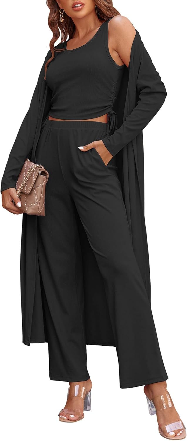 Ekouaer Women's 3 Piece Lounge Set for Comfort and Style