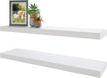 BAMEOS Floating Shelves 35 in W x 7 in D White Wall Mounted Wooden
