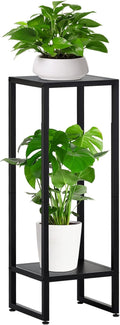 37.4 in Tall Plant Stand Indoor - 2-Tier Black Metal Pedestal