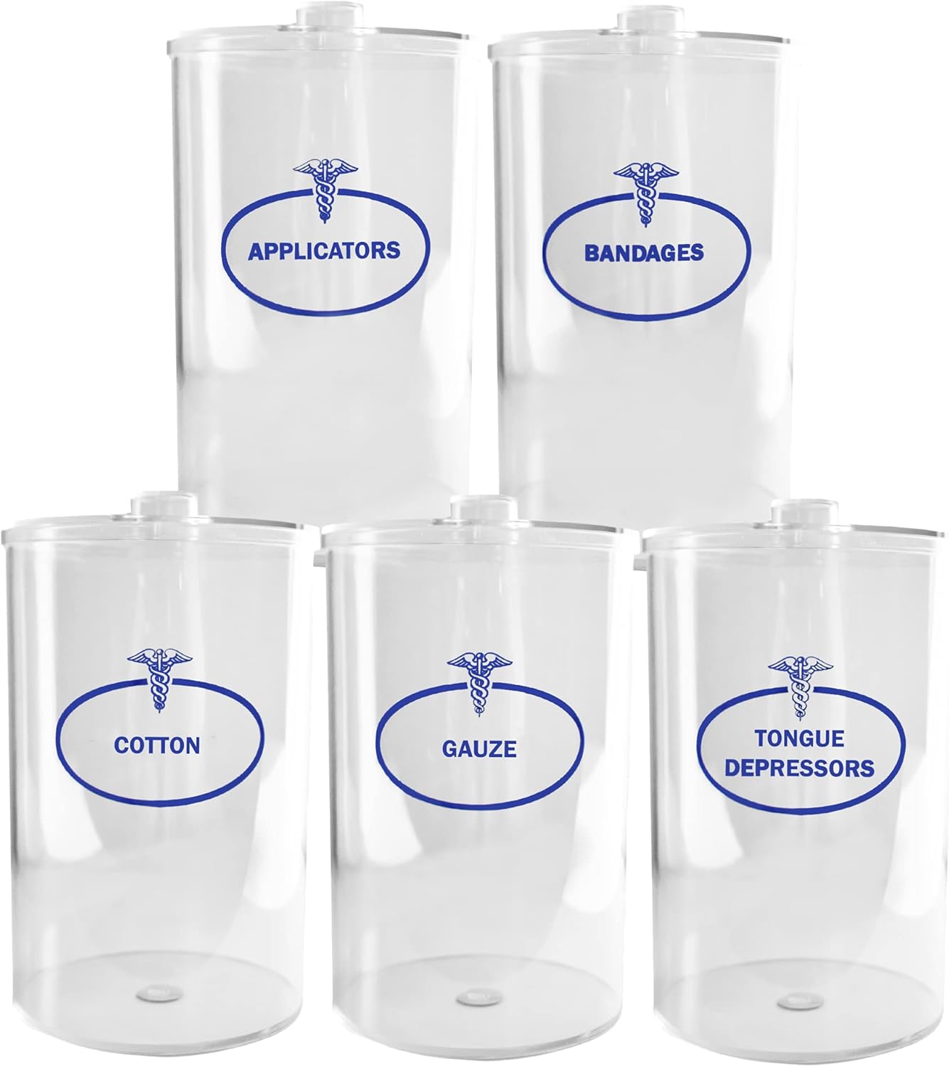 Clear Sundry Jars Set of 5 for Medical and Office Use
