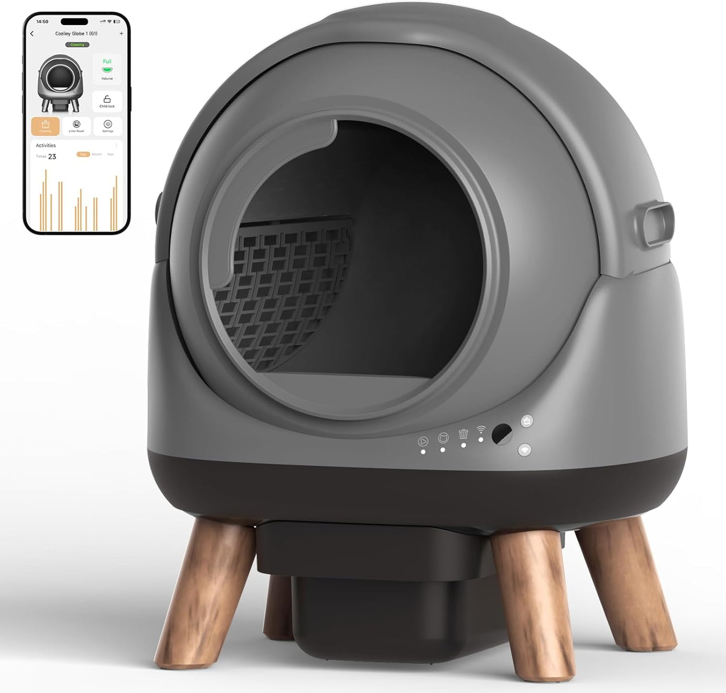 Self Cleaning Litter Box for Multiple Cats with Smart Control
