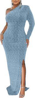 Women's Formal Dresses Elegant One Shoulder High Split Cocktail Gown