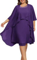 Plus Size 2 Piece Wedding Guest Dress with Jacket for Women