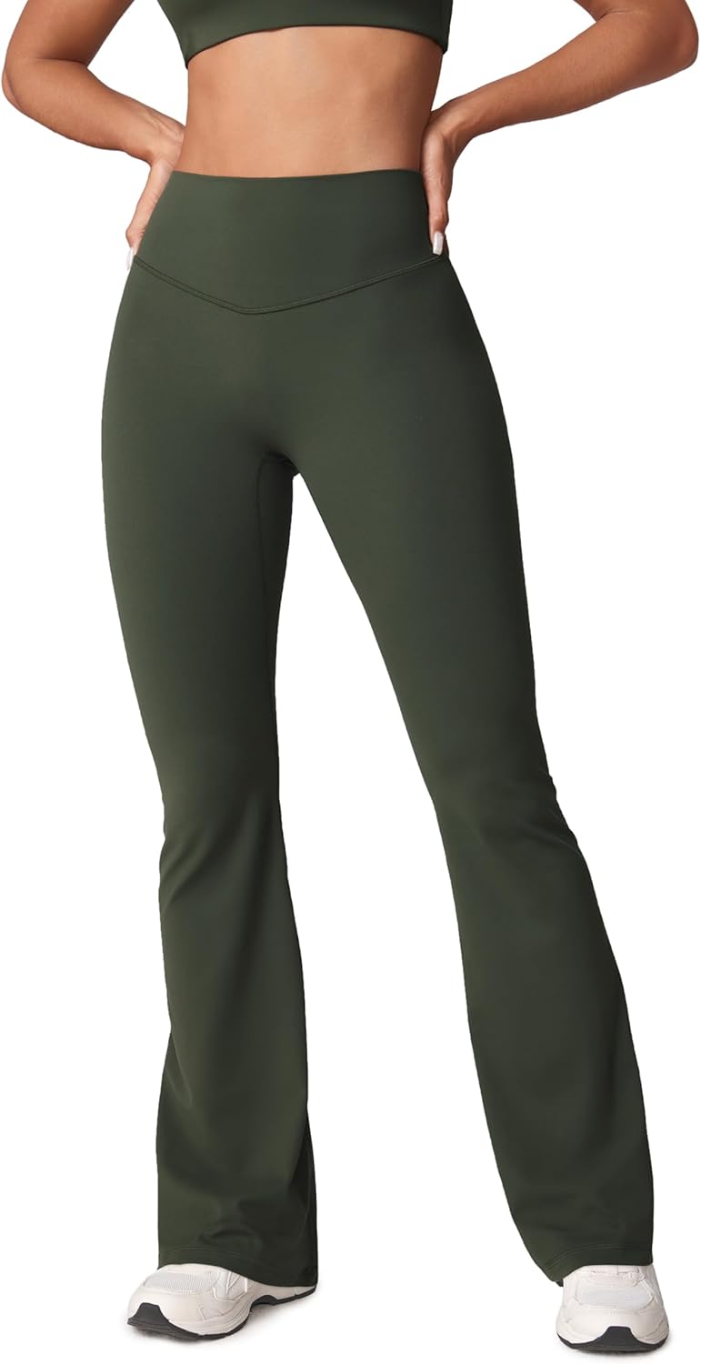 Hugcurve No Front Seam High Waisted Flare Leggings for Women