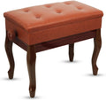Piano Bench 3 in Padded Cushioned Wooden Adjustable Stool - Storage