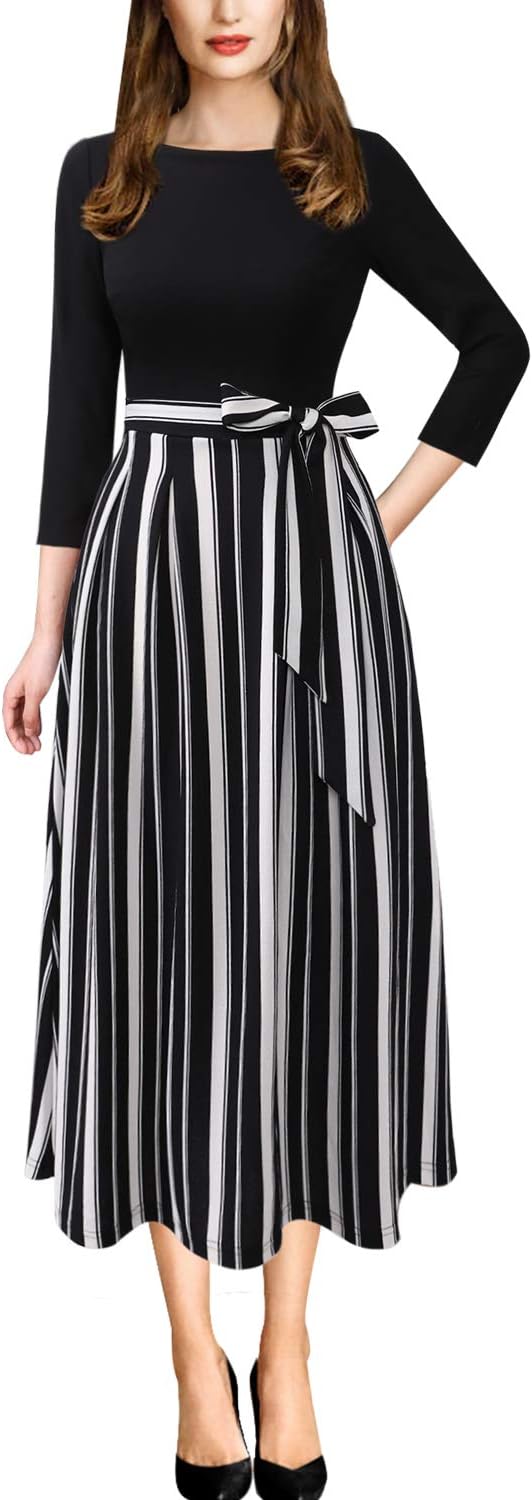 Elegant Pockets Belted A-Line Midi Dress for Any Occasion