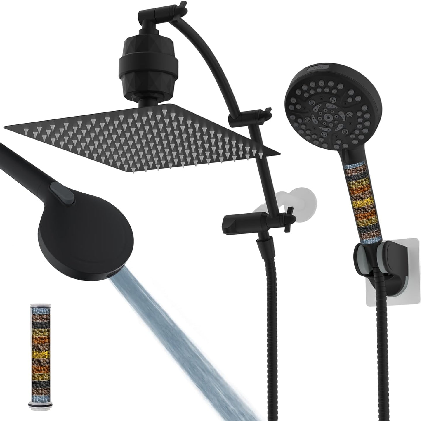 Hibbent 12ft' Filtered Rainfall Shower Head Combo for Luxury Showers