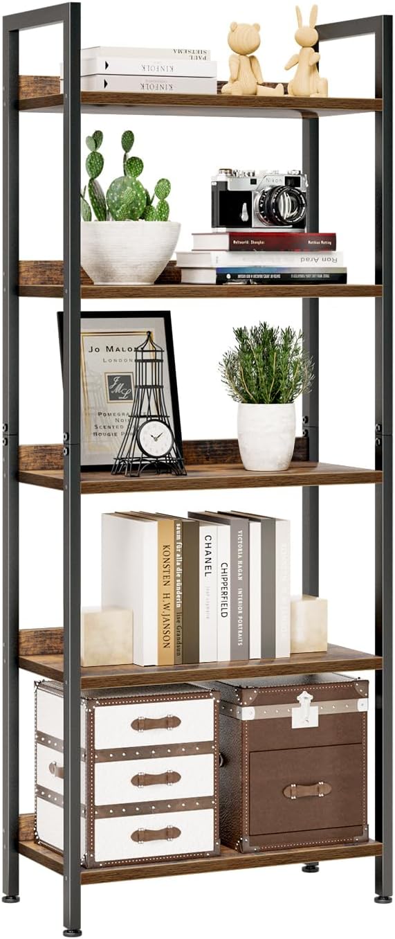 NUMENN 5 Tier Bookshelf for Home Office and Living Room Storage