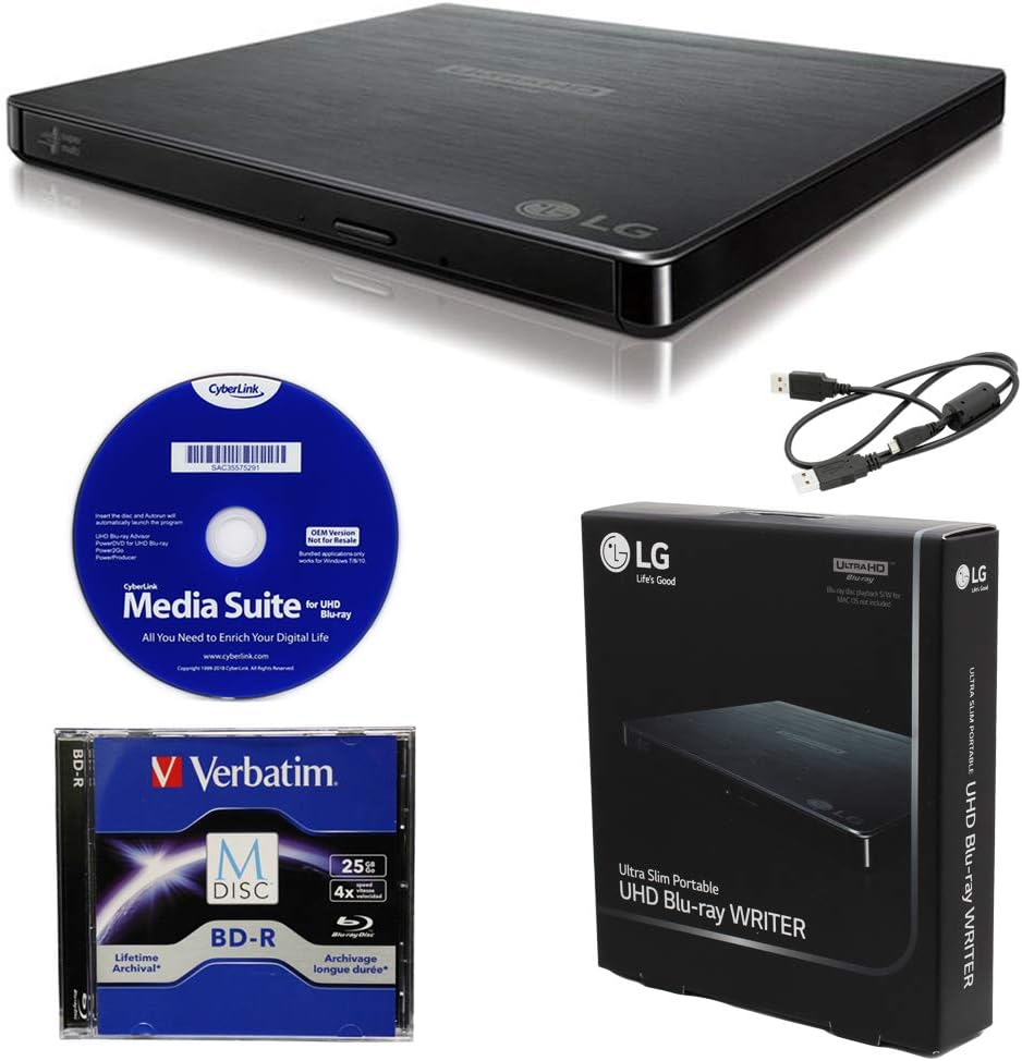 Portable 6X Ultra HD 4K Blu-ray Burner with M-DISC Support