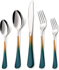 20 Piece Green and Orange 18/0 Flatware Utensil Set for 4 - Durable