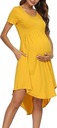 levaca Women's Maternity Empire Waist Casual Midi Dress Review