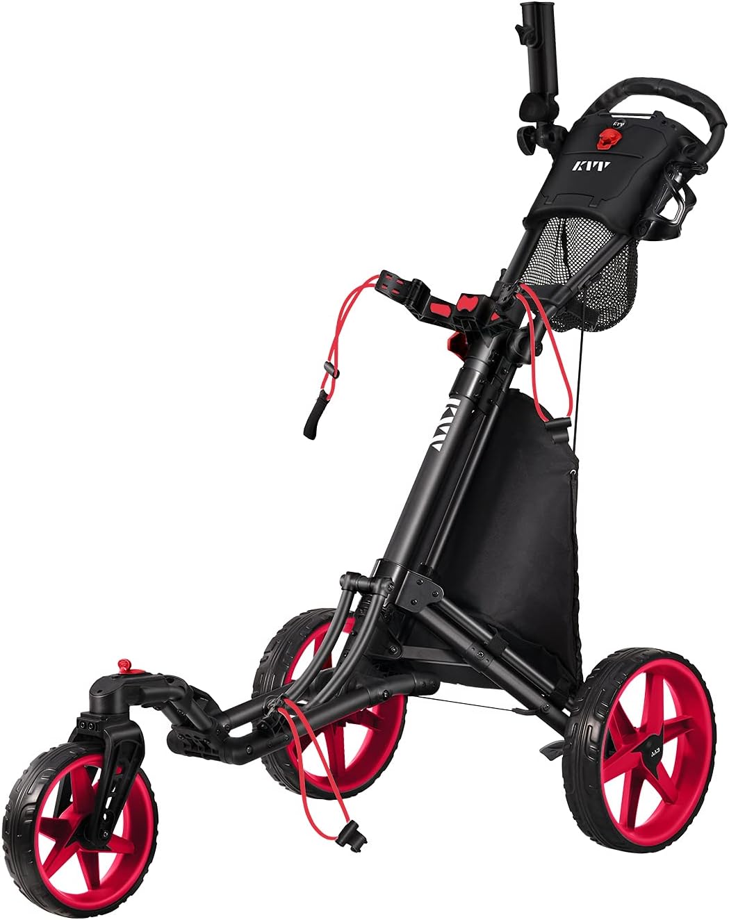 KVV 3 Wheel Golf Push Cart with 360 Rotating Front Wheel